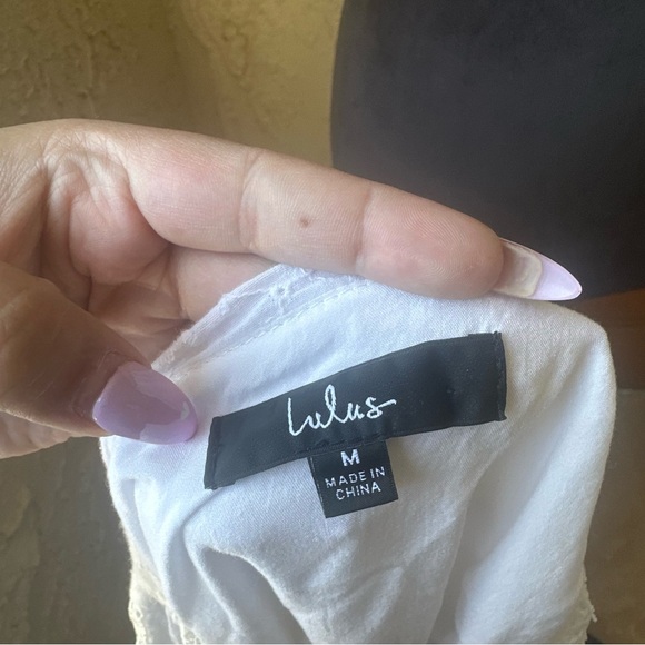 Lulu’s Lace & Time White Eyelet Cotton Sleeveless V-Neck Babydoll Mini Dress 🎀 - Picture 13 of 14